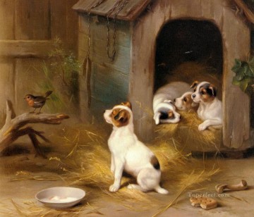 Animal Painting - Cazar al cachorro Edgar The Puppies